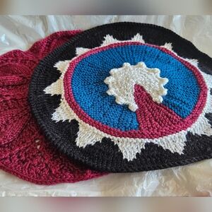 Colorful  knitted Round Doilies Set Of 2